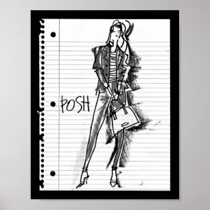Póster Apple selvagem fino - esboço nervoso do vintage