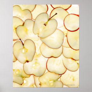 Póster apple slices backlit and arranged in abstract