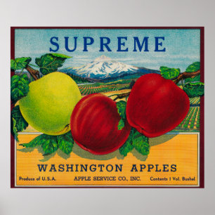 Poster Apple supremo etiqueta - o estado de Washington