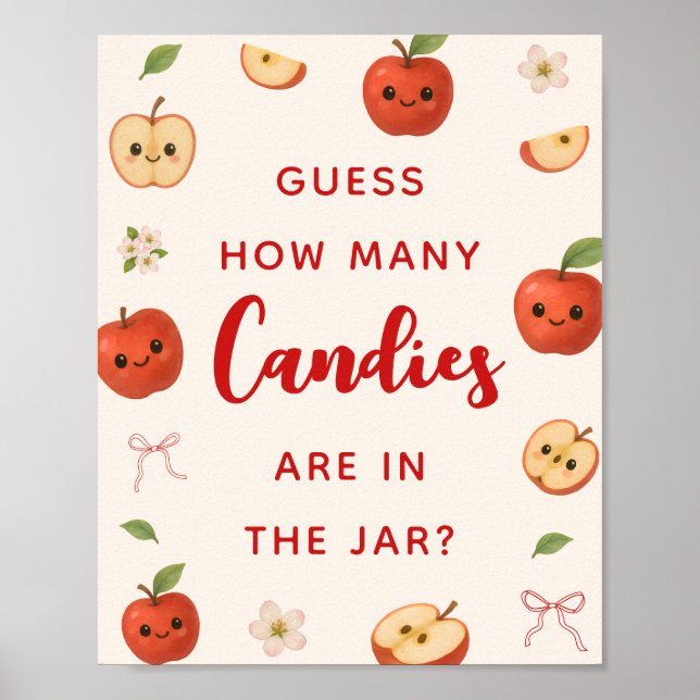 Poster Apple Themed Chá de fraldas Quantas Canções Sabe (Frente)