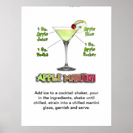 Poster Appletini - Apple Martini Cocktail Recebe 18"x24'