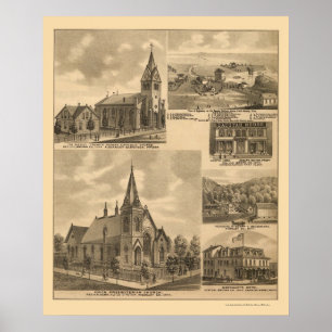 Póster Appleton, mapa panorâmico do manganês - 1874