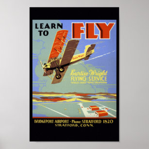 Poster Aprenda a voar no Serviço de Voo Curtiss-Wright