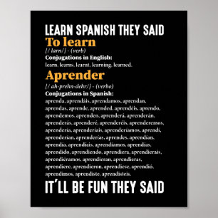 Poster Aprenda Espanhol Será Divertido Que Eles Disseram