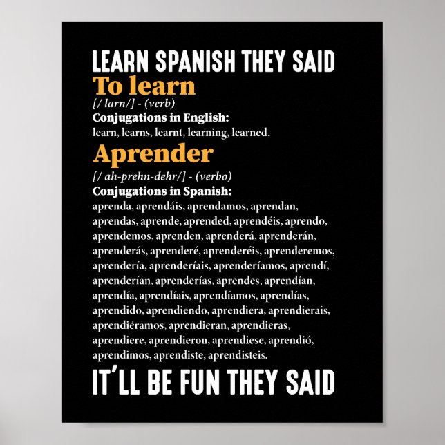 Poster Aprenda Espanhol Será Divertido Que Eles Disseram  (Frente)