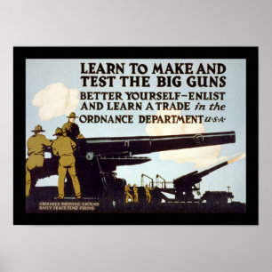 Póster Aprenda fazer e testar as armas grandes