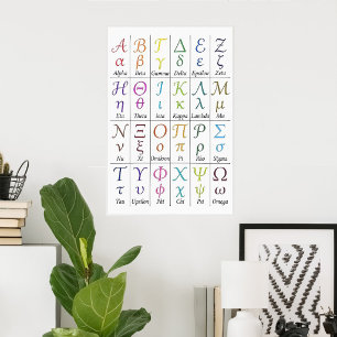 Poster Aprenda Letras Gregas Manuscritas Alfabeto Grego