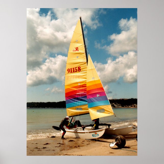 Póster Aprendendo a velejar um Hobie catamaran (Frente)