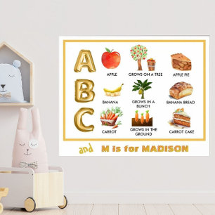 Poster Aprendendo diversão ABC Apple Banana Carrot — Nome
