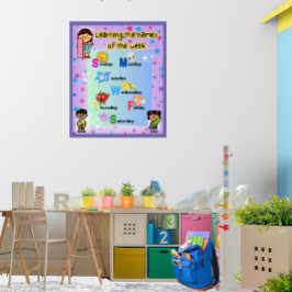 Poster Aprendendo os Dias da Semana Coloridos