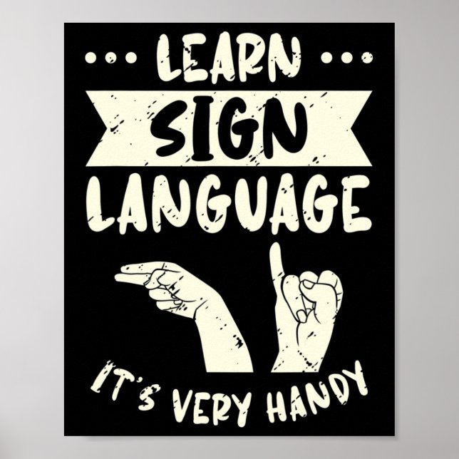 Poster Aprender a linguagem de sinais É muito útil a cons (Frente)