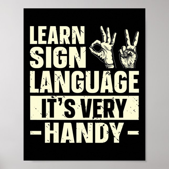 Poster Aprender a linguagem de sinais É muito útil a cons (Frente)