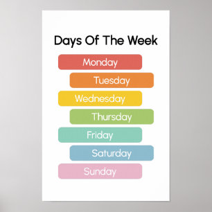 Poster Aprender dias da semana