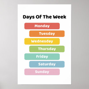 Poster Aprender dias da semana