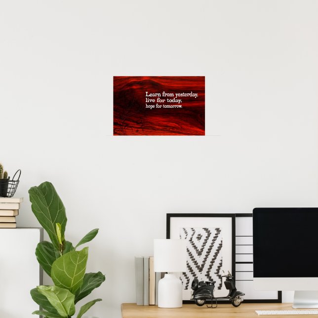 Poster "Aprender, viver, esperar" Citação Inspiracional (Escritório em casa)