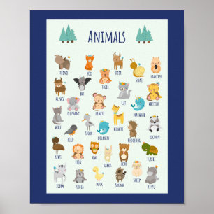 Poster Aprendizagem Sobre Educação Escolar De Animais