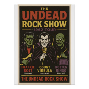 Póster Apresentação do Rock Unbect 1962 Tour Art Impressã