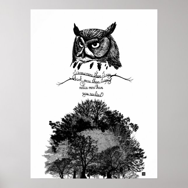 Poster Apresentar a sabedoria do Empath Owl ilustra citaç (Frente)