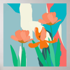 Poster Apricot Tulipas Artísticas Modernas de Cores Perso