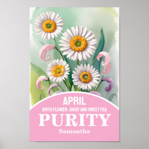 Poster April Birth Mês Flor Christian Wall Art