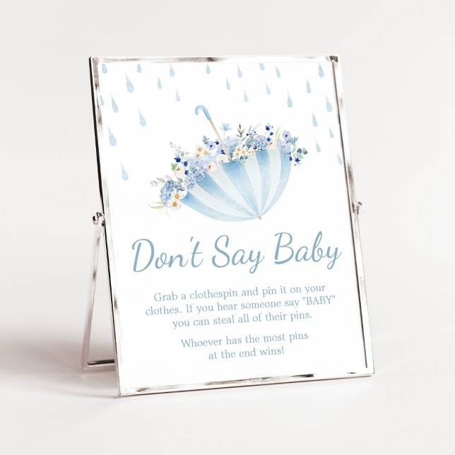 Poster April Chá traga flores não diga amor (Boy April Shower Bring May Flowers Baby Shower Don't Say Baby Sign)