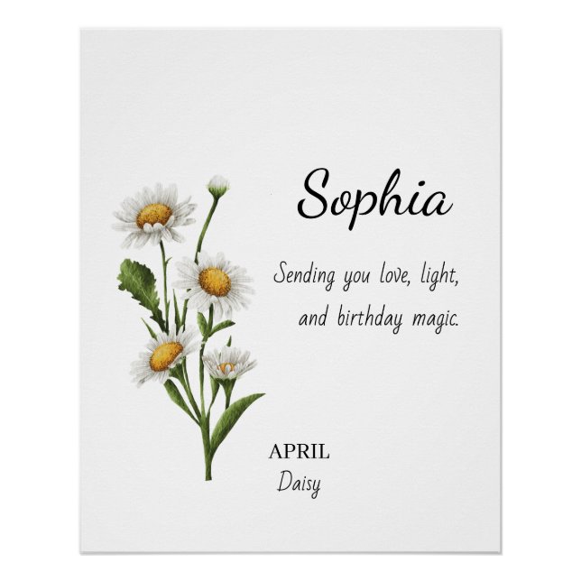 Póster April Daisy Personalized Birthday (Frente)