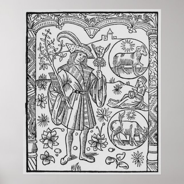 Póster April, flores, Aries (Frente)