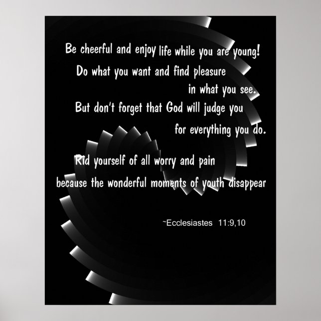 Poster Aproveite a vida - Eclesiastes 11:9,10 (Frente)