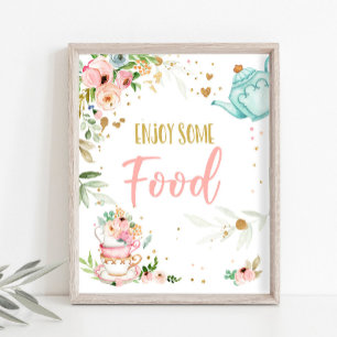 Poster Aproveite Alguma Comida Festa do Chá Bebê Em Prepa