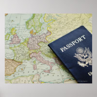 Aproximação do passaporte no mapa europeu