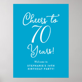 Poster Aqua Blue Cheers to 70 Anos Aniversário Sinal de B