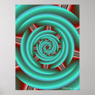 Poster Aqua com espiral vermelha dos dentes