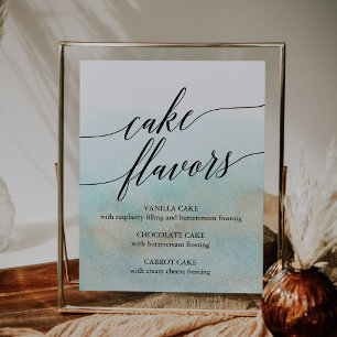 Poster Aqua Dourada Watercolor Praia Aromas de Bolo de Pr