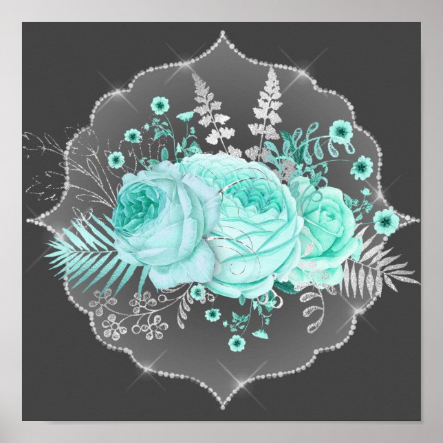 Poster Aqua Fantasy Floral (Frente)