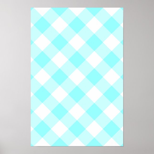 Póster Aqua Gingham Pattern (Frente)