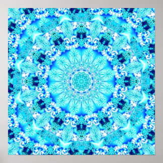 Poster Aqua Lace, Delicado, Abstrato Mandala