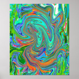 Poster Aqua, Orange e Green Groovy Abstrato Retro Art