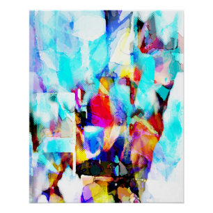 Póster Aqua Rosa Azul Pintor Amarelo Espalha Design de Ar