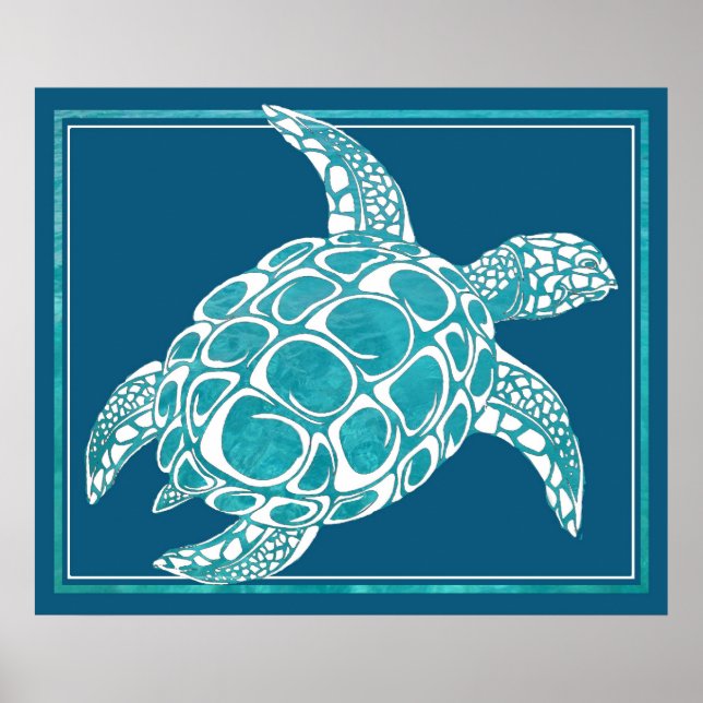 Poster Aqua Sea Turtle (Frente)