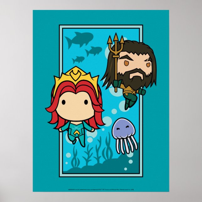 Poster Aquaman | Chibi Mera & Aquaman Subsea Graphic (Frente)