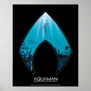 Poster Aquaman   See Through Aquaman Logo Ocean Graphic