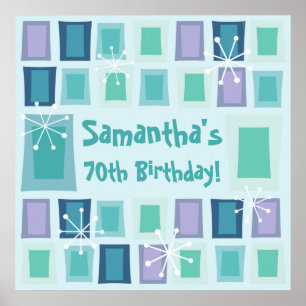 Poster Aquamarine de 70 Moderno de meio século