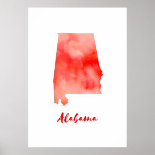Póster Aquarela Alabama Estados Unidos