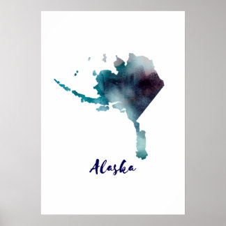 Póster Aquarela Alasca Estados Unidos