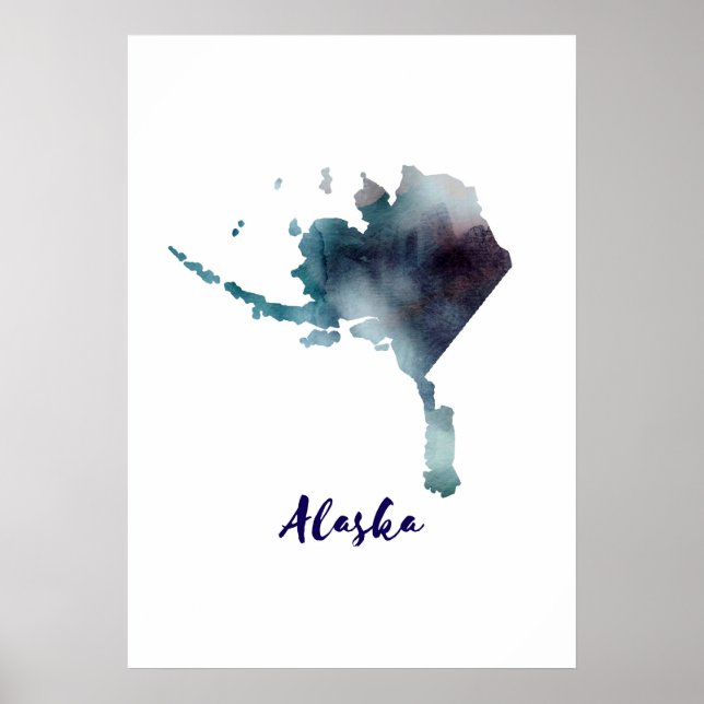 Póster Aquarela Alasca Estados Unidos (Frente)