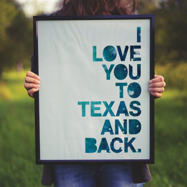 Poster Aquarela Amor Você Para o Texas e de Volta (Criador carregado)