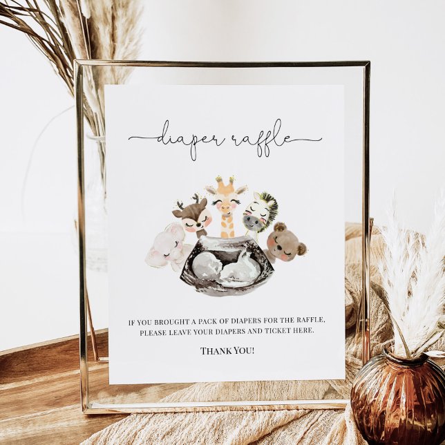 Poster Aquarela Animais Faux Raffle moderno Dourado (Criador carregado)