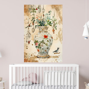 Poster Aquarela artística de um vaso decorativo antigo