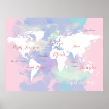 aquarela atlas. mapa da região geográfica mundial