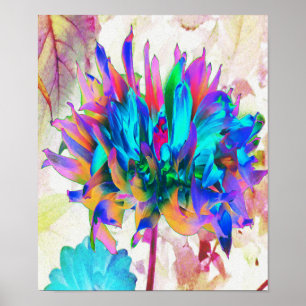 Poster Aquarela Atormentada Rainbow Cactus Dahlia